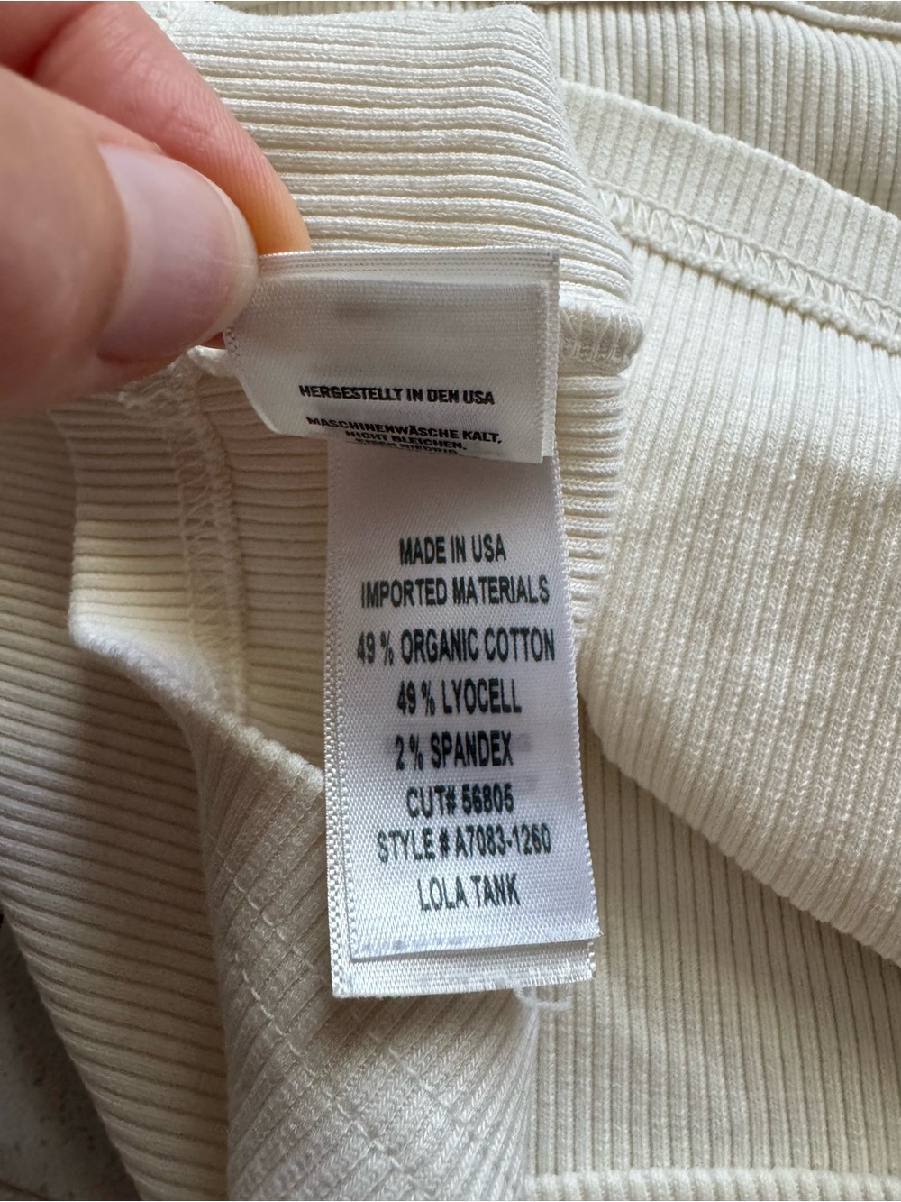 Agolde Cream Ribbed Tank Small - Picture 6 of 7